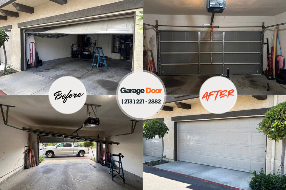 Before and after: garage door repair Ambler, PA
